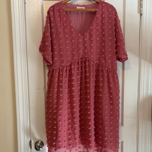Chic Rose Textured Dot Dress